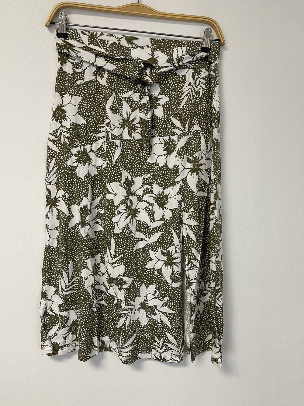 Tu Skirt Womens Size 14 Wrap Midi Green Floral A Line Polka Dot UK:18 N170